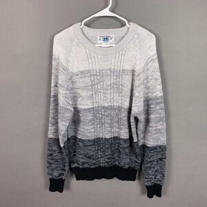 Vintage Chartwell Gray Black Gradient Grunge Crew Sweater Size Large